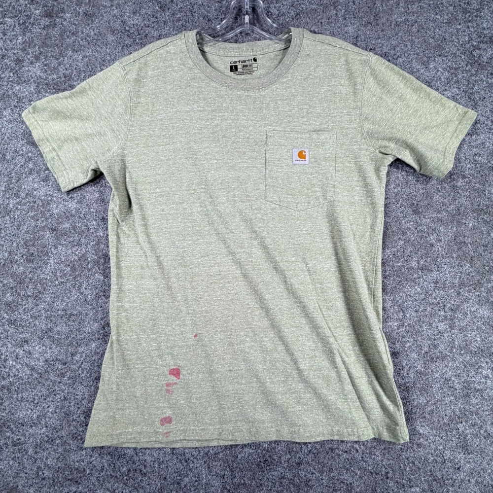 Carhartt Tencel Fiber Series Loose Fit T-Shirt Womens S Heather Green Pocket